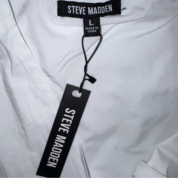 NWT Steve Madden Solid White Tie-Front Sleeveless Camisole V Neck Cotton size L - Picture 4 of 11